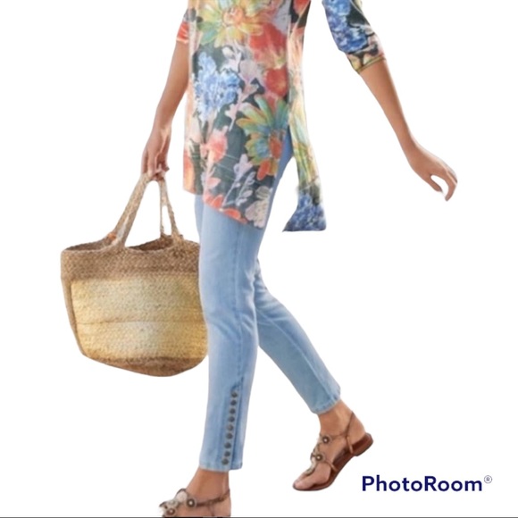 SOFT SURROUNDINGS Metro Leggings Jeggings Snaps M 12 Blue Gray - Picture 2 of 11